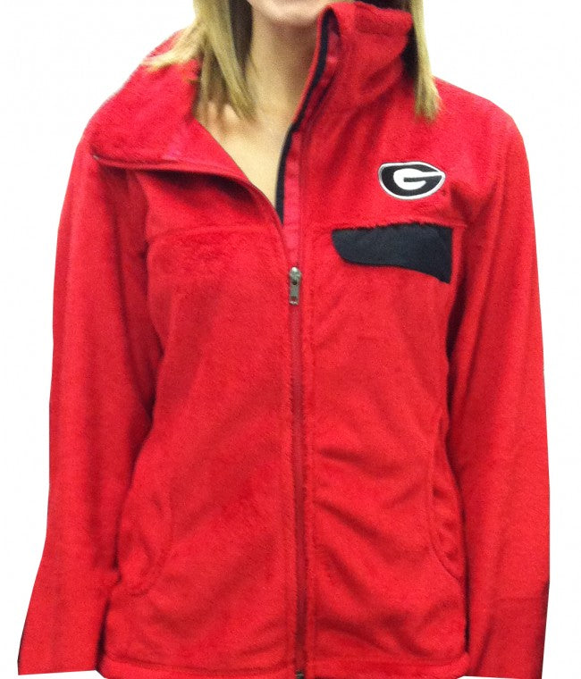 Georgia Fuzzy Full Zip Fleece Red